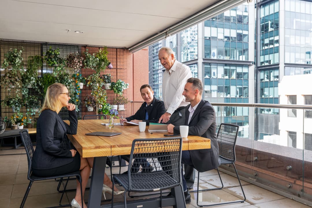 Vibrant outdoor common area at 66 Clarence Street, Sydney